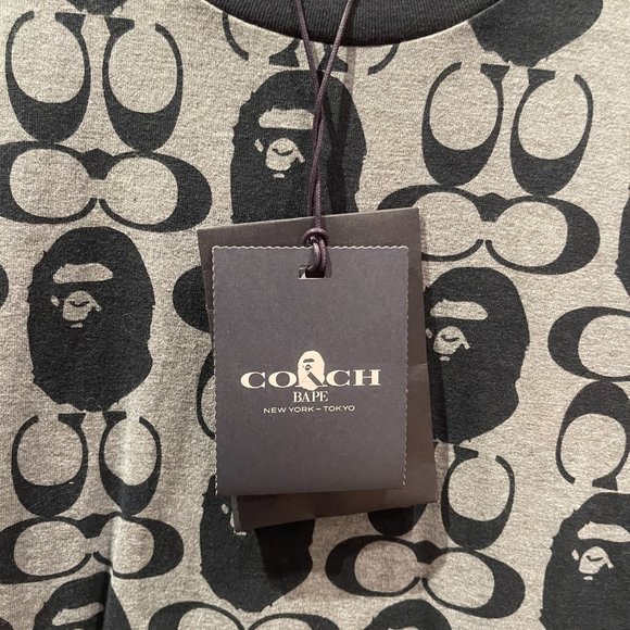 BAPE x Coach Navy Pattern Tee Size M - Picture 2 of 6